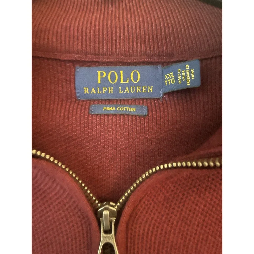 POLO RALPH LAUREN Mens XXL TTG Merino Wool 1/4‎ Zip Long Sleeve Sweater